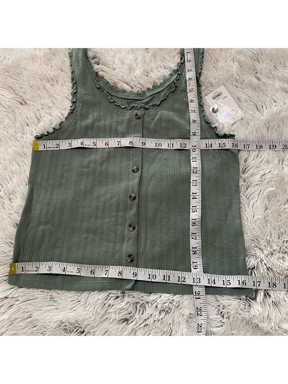 SO button down sleeveless tank Woman’s Junior’s size XL green scoop neck - Picture 11 of 14